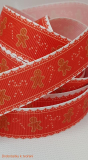 Stuha vánoční perník perníček na červené 22 mm
