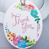 Papírová etiketa visačka 50x60mm Thank you