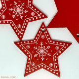 Dřevěný komponent vánoční hvězdička, vločka červená 48x48mm