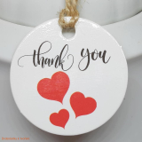 Thank you papírová etiketa visačka 40mm srdíčka