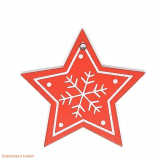 Dřevěný komponent vánoční hvězdička, vločka červená 48x48mm vzor III.