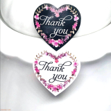 Etiketa nálepka "Thank You"  kytičky v srdíčku