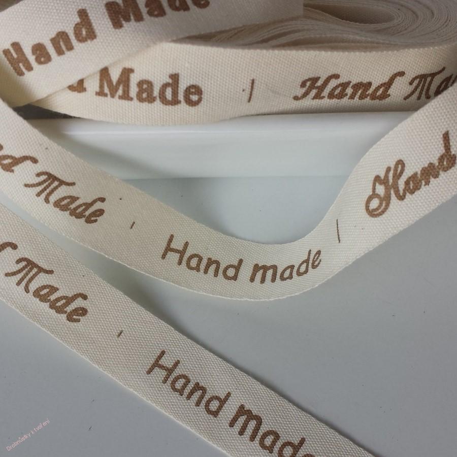Hand Made ...stuha etiket 10 ks etiket š 15 mm 