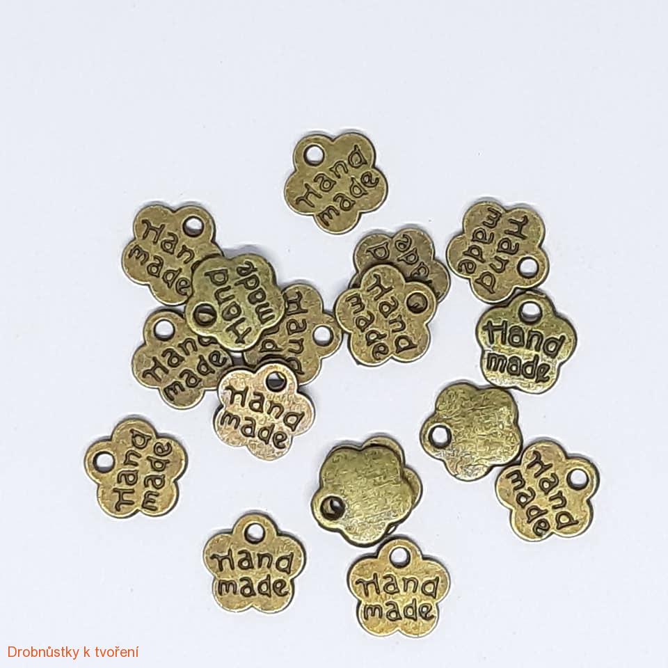 Štítek kytička handmade 8mm bronzová