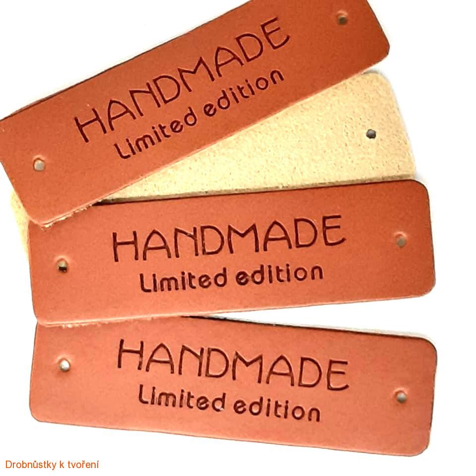 Koženkový štítek HANDMADE Limited edition 50x15 mm