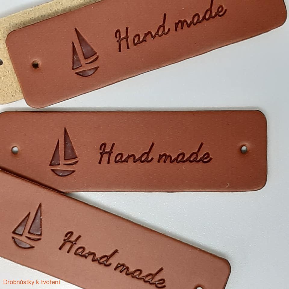 Hand Made koženkový štítek 50x15 mm