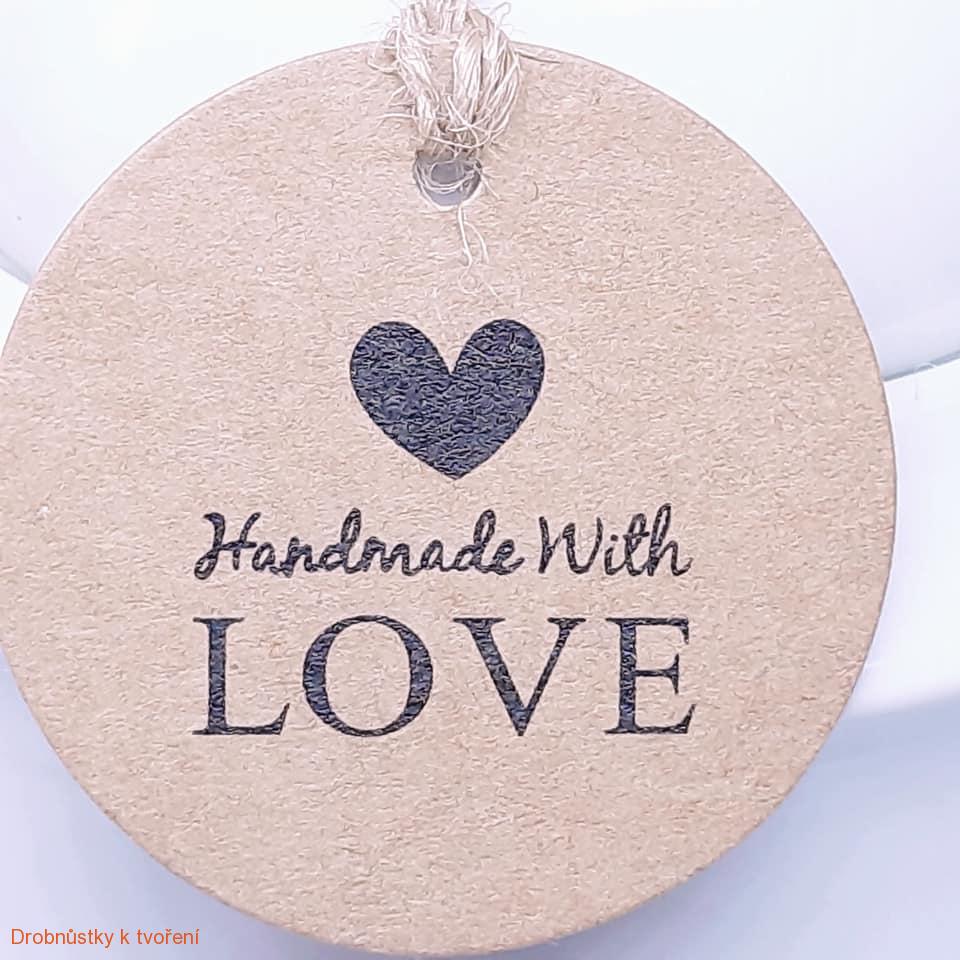 Hand Made papírová etiketa visačka Handmade with love