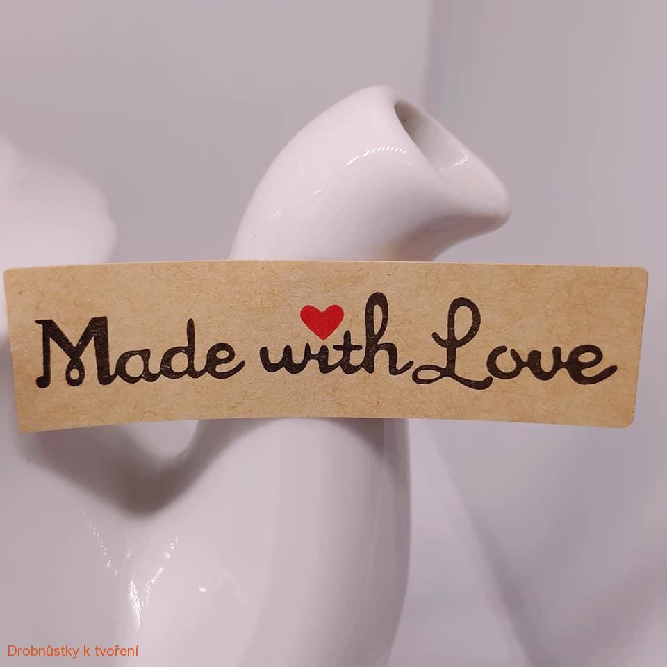 Made with Love etiketa nálepka 55x15mm 10 ks v balení