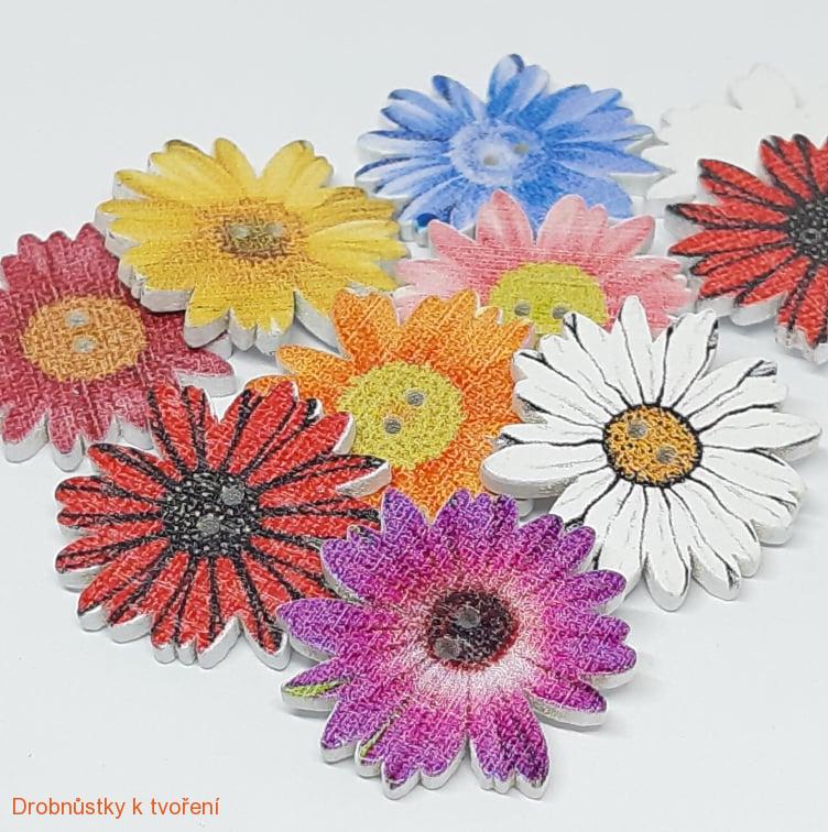 Dřevěný knoflíček květiny 25 mm mix barev a motivů