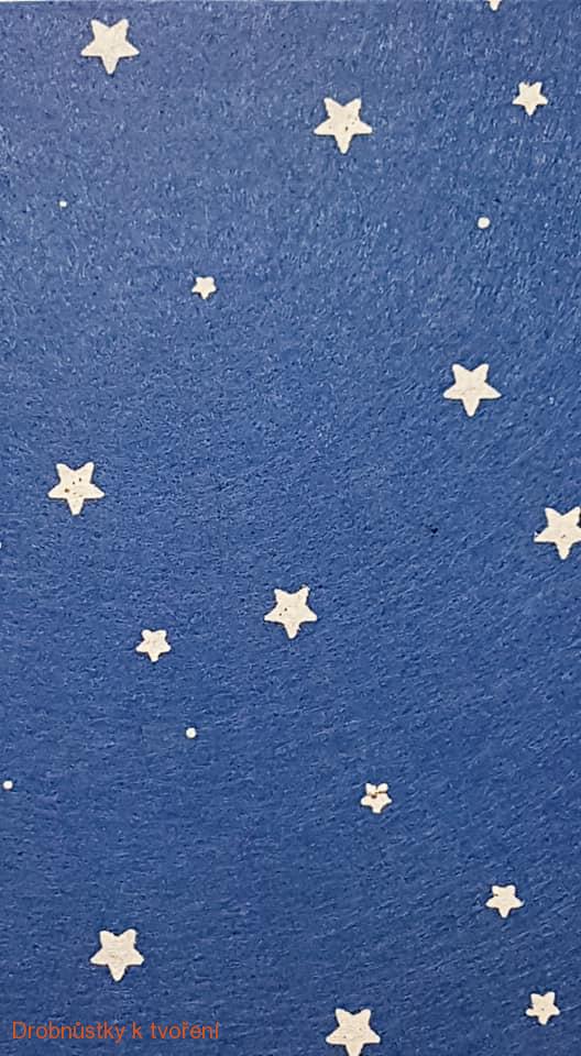 Filc...plsť hvězdičky 15 x 15 cm tmavě modrá