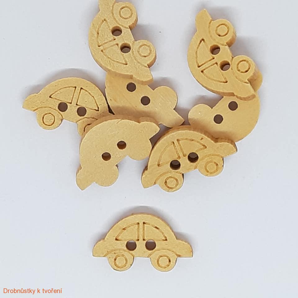 Dřevěný knoflíček auto autíčko 11x20 mm