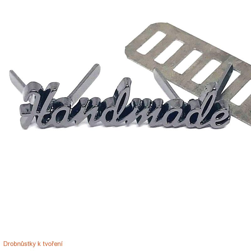 Kovový štítek handmade se zadním dílem na ukotvení 35mmx10mm černý II.