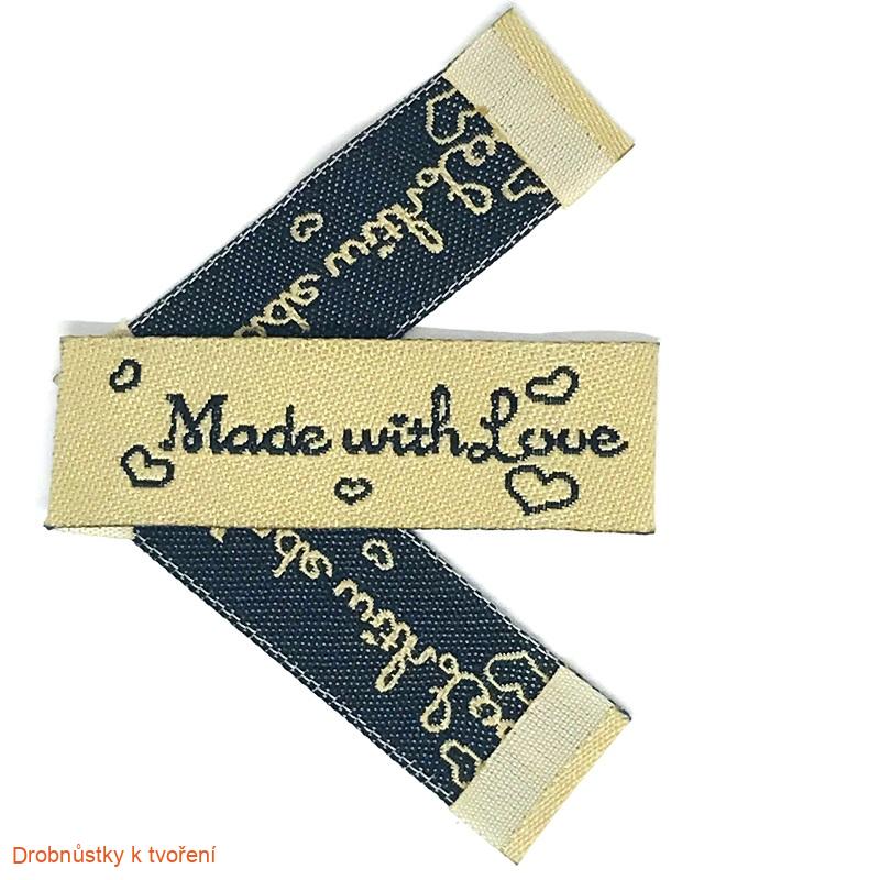 Textilní etiketa Made with Love 48mmx16mm 