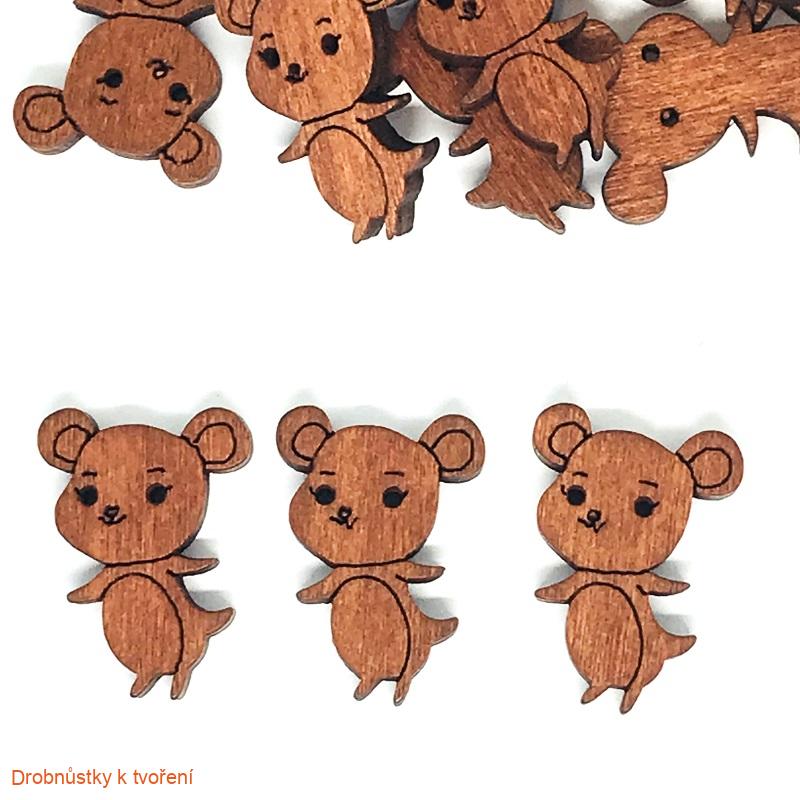 Dřevěný knoflík knoflíček 25mmx18mm myška myšička