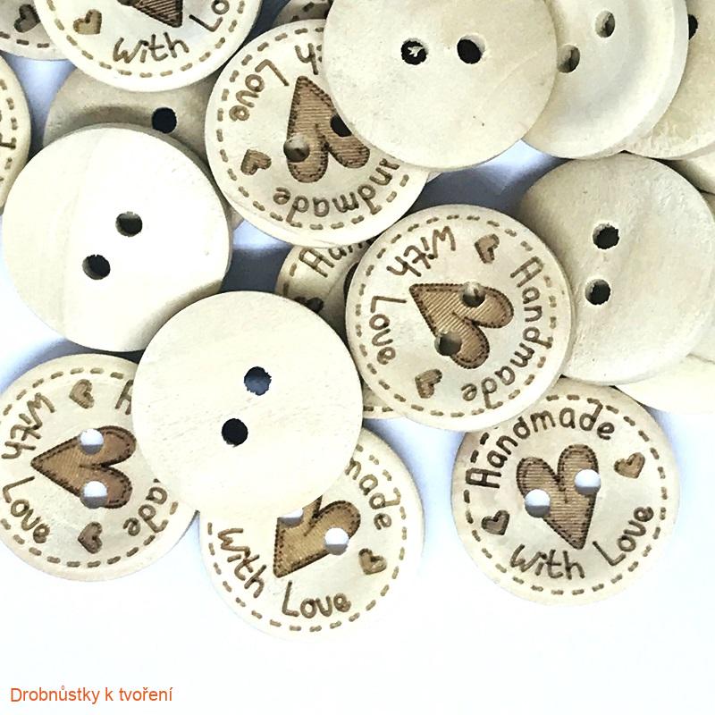 Dřevěný knoflík knoflíček 20mm přírodní handmade with love ♥ 