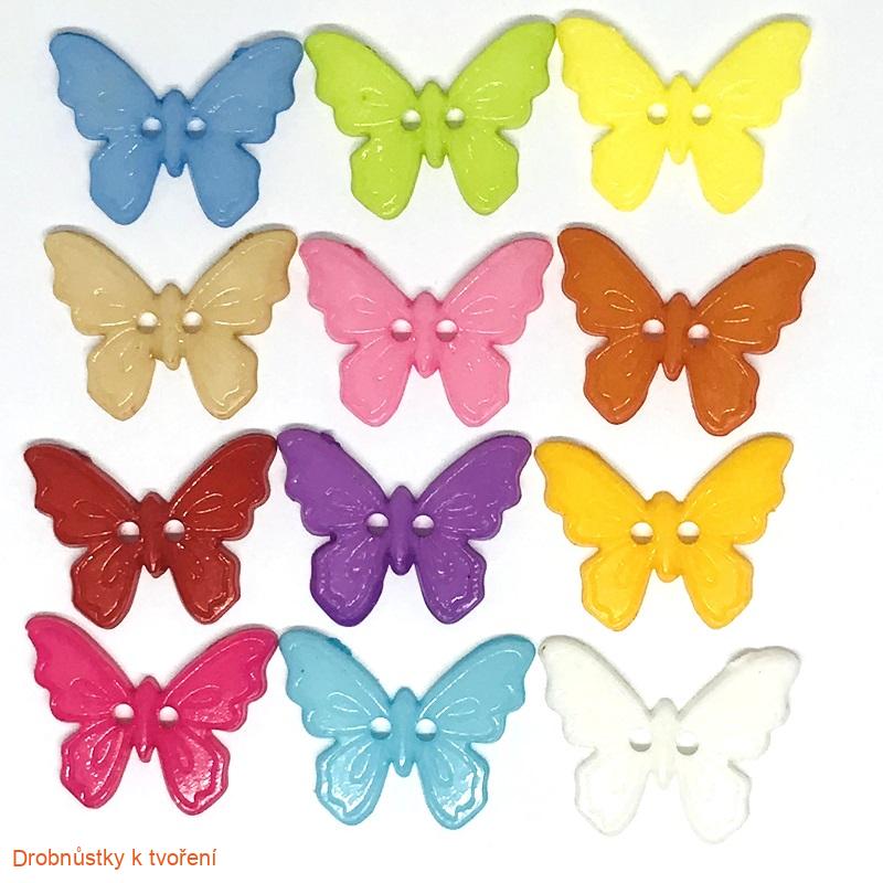 Knoflík plastový motýl motýlek dětský 21 x 17 mm