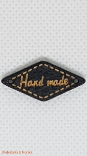 Knoflík štítek dřevěný hand made 26 x 13 mm černý