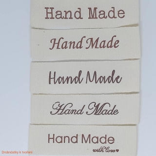 Hand Made ...textilní etiketa přírodní 5 typů
