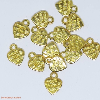 Přívěsek označení handmade srdíčko kovové 10 x 12 mm zlaté