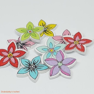 Dřevěný knoflíček květinka kytička 20mm mix motivů a barev