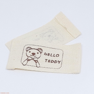 Textilní etiketa 20x45mm označení "hello teddy" medvěd medvídek