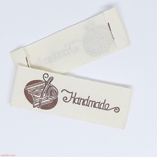 Handmade..Textilní etiketa 45x15mm s motivem špulky