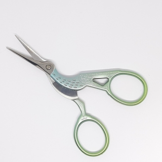 Nůžky kovové ozdobné 9,4 cm zelenkavá volavka