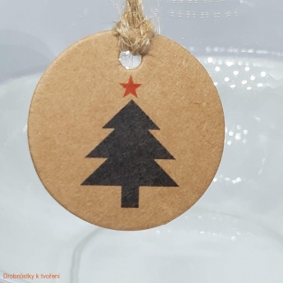 papírová etiketa visačka 30mm vánoční stromeček