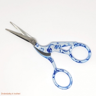 Nůžky ozdobné 9,3 cm modrobílá volavka