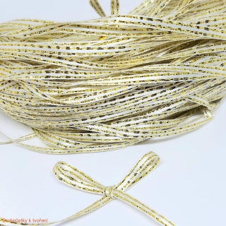 Stuha 3mm - bílá se zlatým okrajem