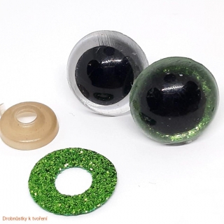 Perleťová bezpečnostní očička zelená 16mm