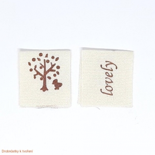 Textilní etiketa stromeček LOVELY 20mm oboustranný