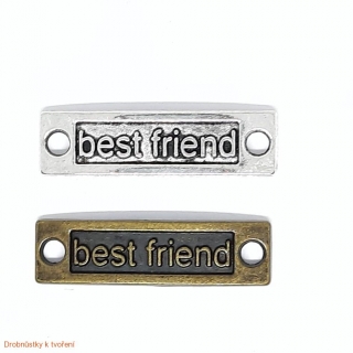 Kovový štítek "best friend" 35mmx10mm