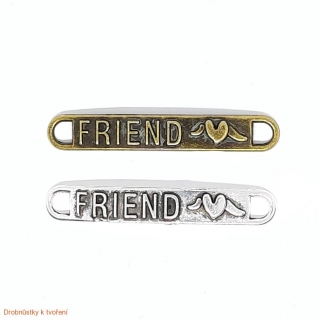 Kovový štítek "FRIEND♥" 40mmx5mm