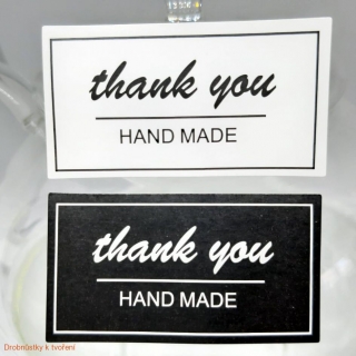 Etiketa nálepka "thank you handmade" dvě barvy 55mmx27mm 8ks/bal