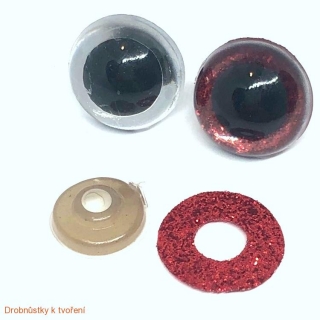 Perleťová bezpečnostní očička červená 16mm