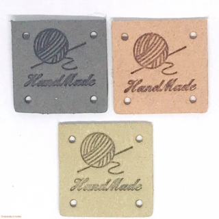 Semišový štítek Handmade 25mm klubíčko II.vzory