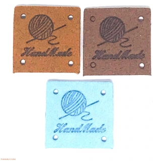 Semišový štítek Handmade 25mm klubíčko III.vzory