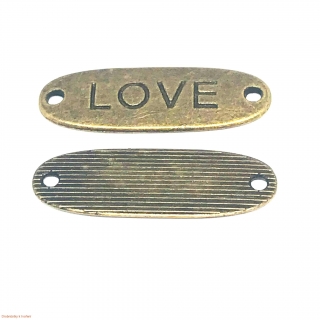 Kovový štítek 35mmx10mm LOVE bronzový