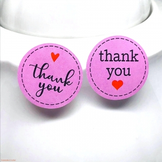 Etiketa nálepka "Thank you ♥" růžová 2 typy