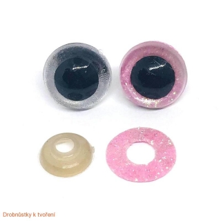 Perleťová bezpečnostní očička růžová 16mm