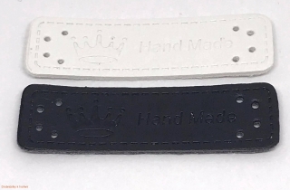 Koženkový štítek Hand Made 50mmx15mm korunka II.