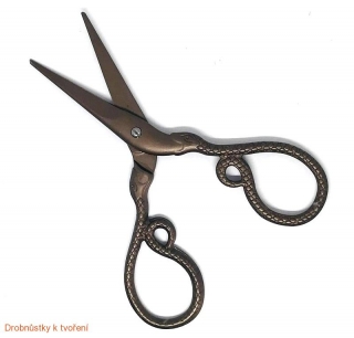 Nůžky kovové 10cm ozdobné bronzové ve tvaru hada